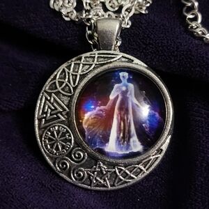 Brand New, Silver Mystic Goddess Pendant Necklace